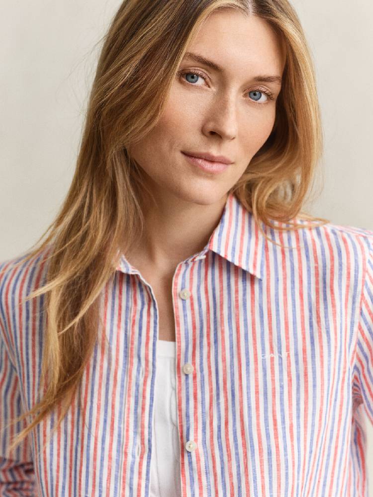 Reg Striped Linen Ls Shirt