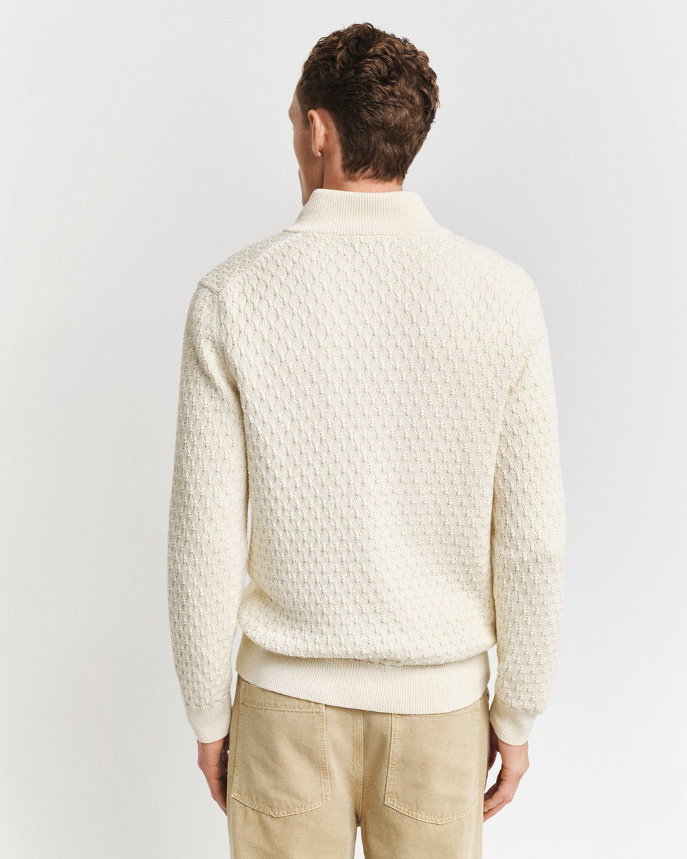 TEXTURED COTTON HALF ZIP