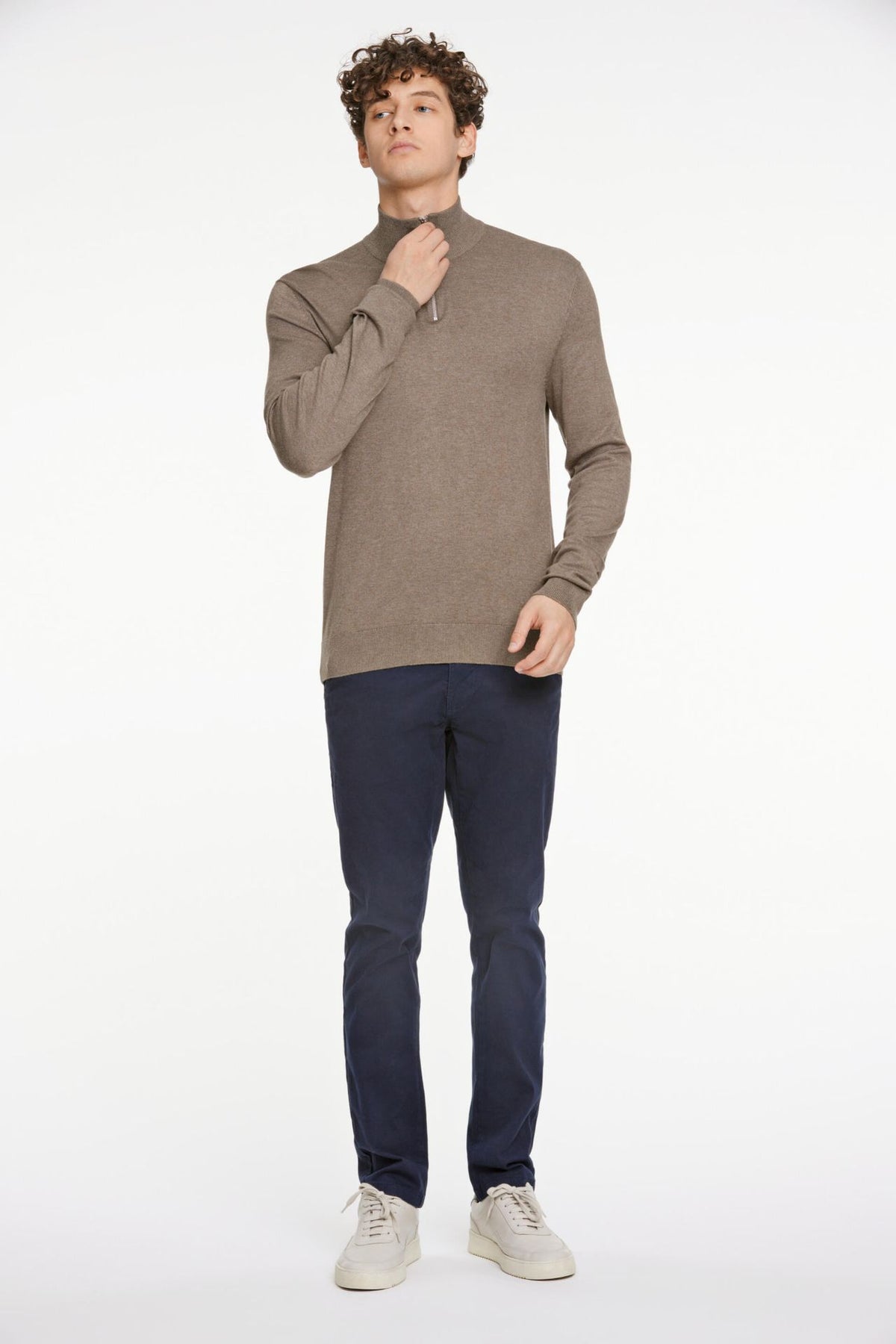 Half zip mélange knit