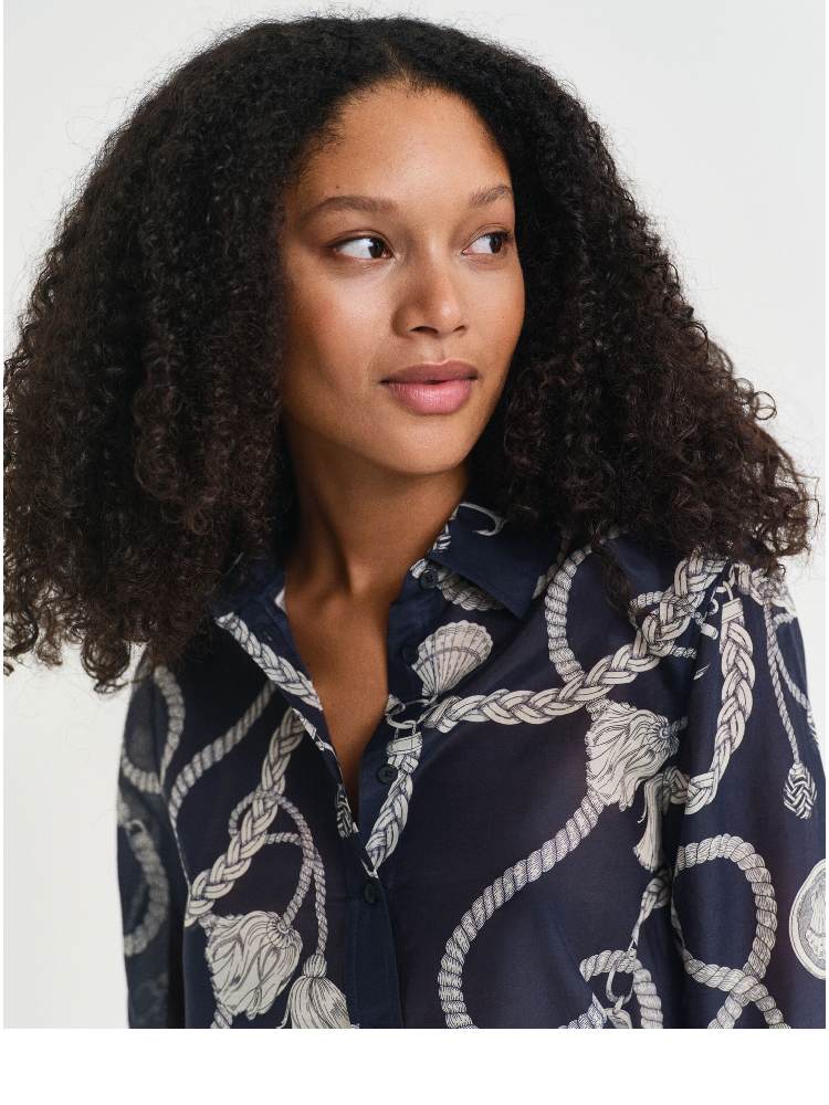 REG SAILING PRINT COT SILK SHIRT