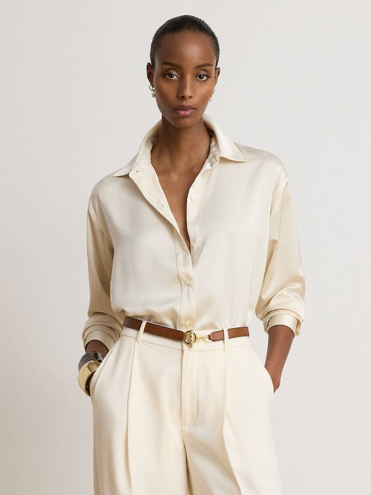 RELAXED FIT SATIN CHARMEUSE SHIRT