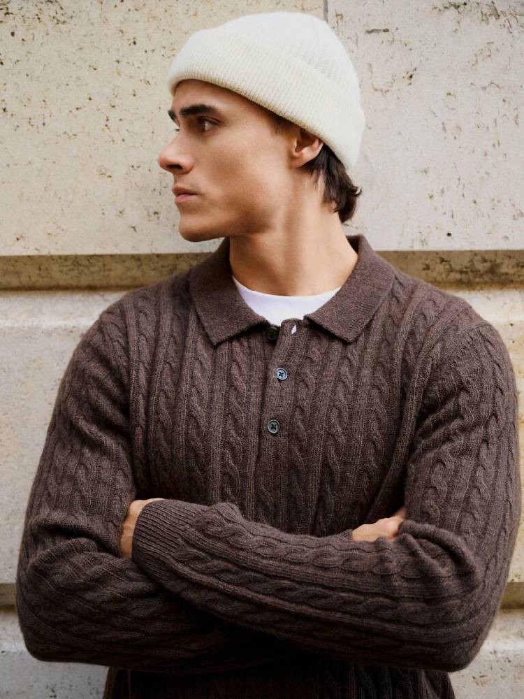 Lambswool L/S button polo