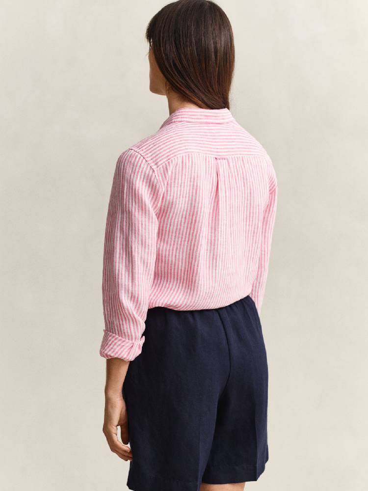 Reg Striped Linen Ls Shirt