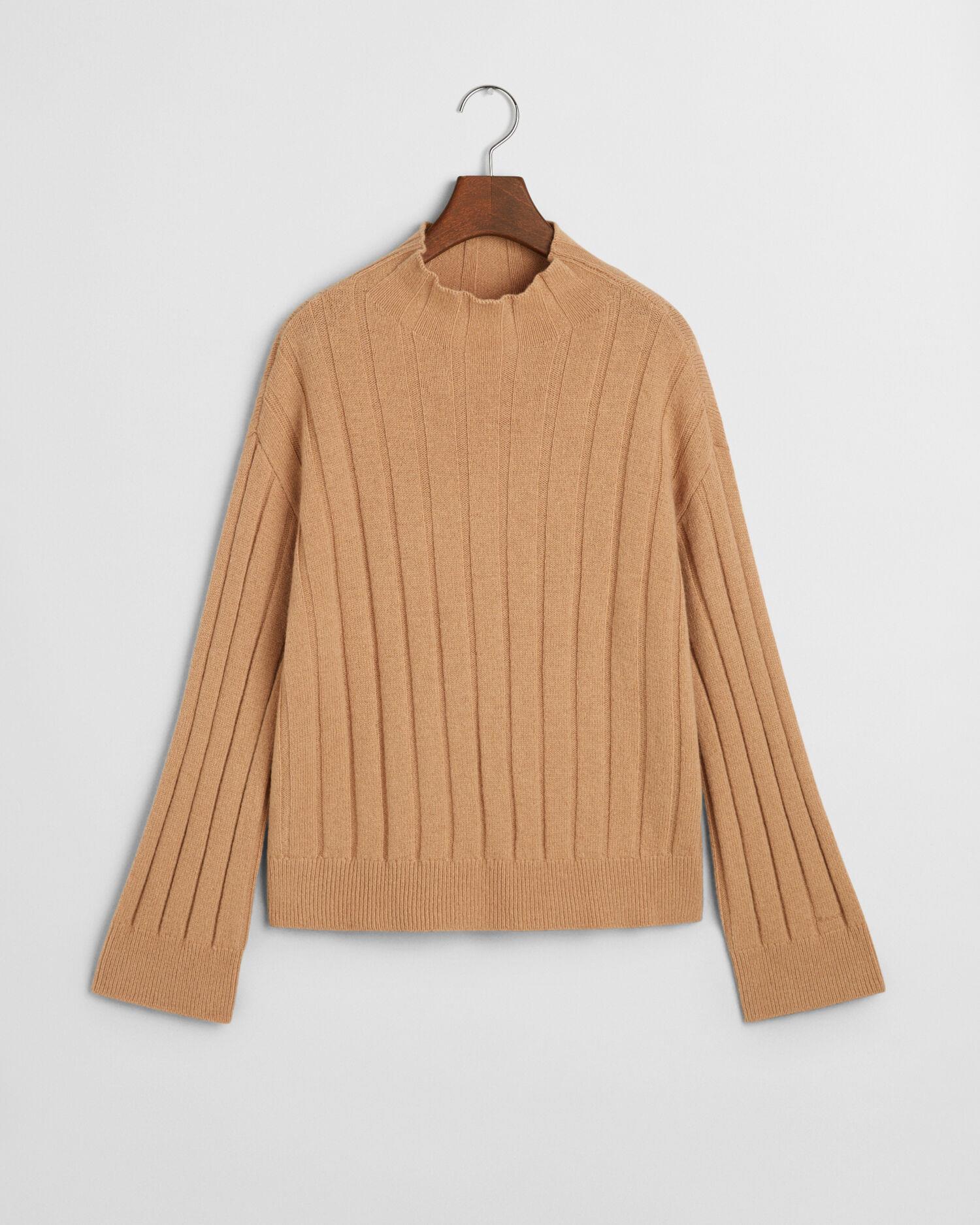 WIDE RIBBED WOOL STAND COLLAR