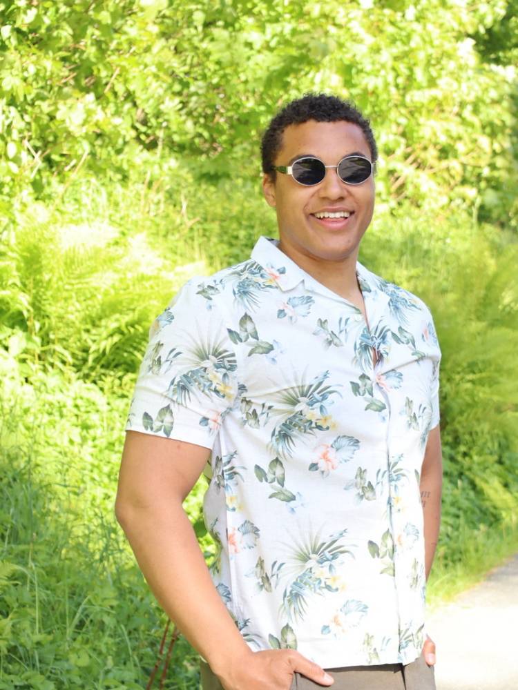 Linen blend AOP S/S shirt