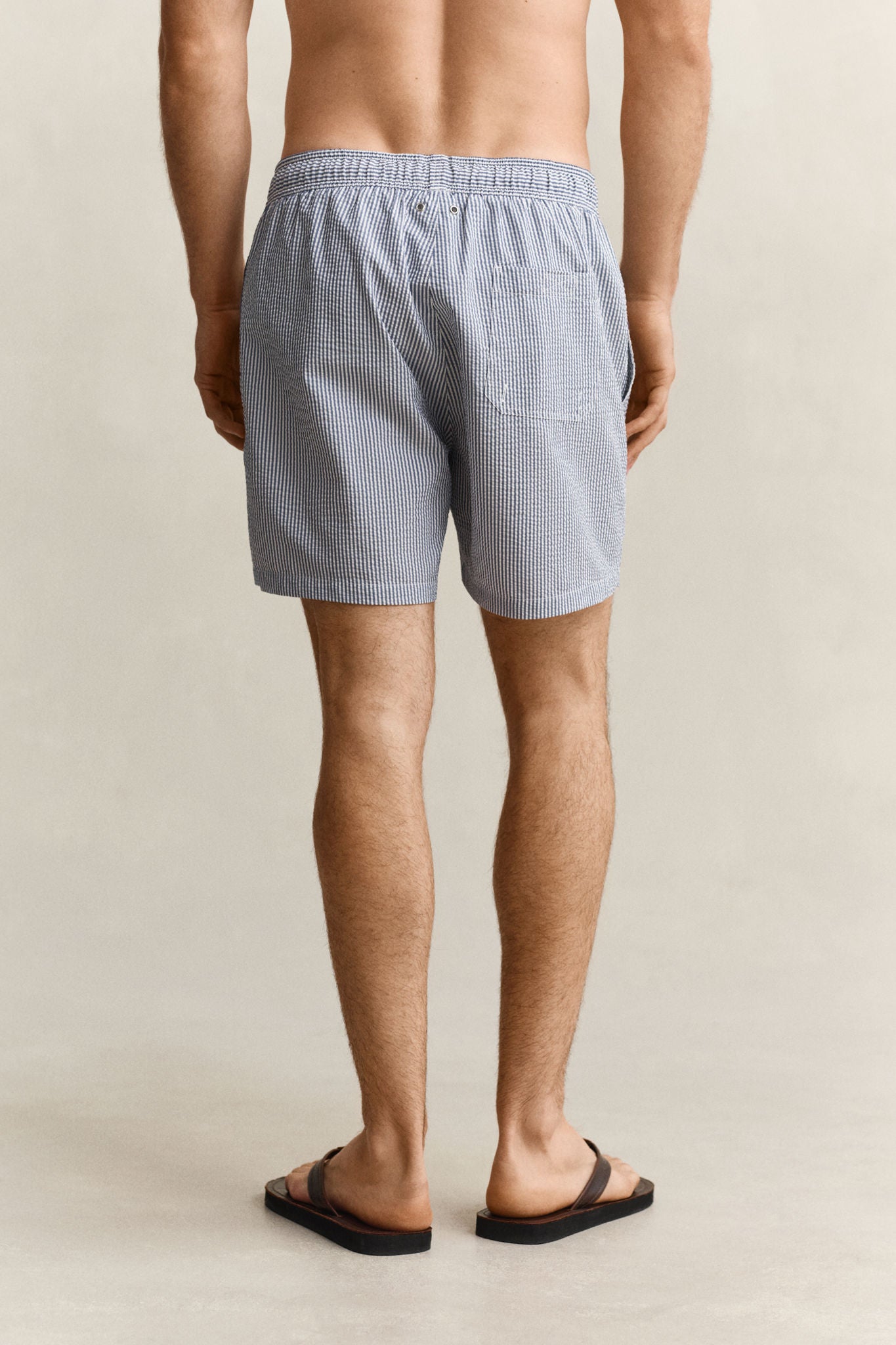 Stripete Badeshorts Med Seersucker-Motiv