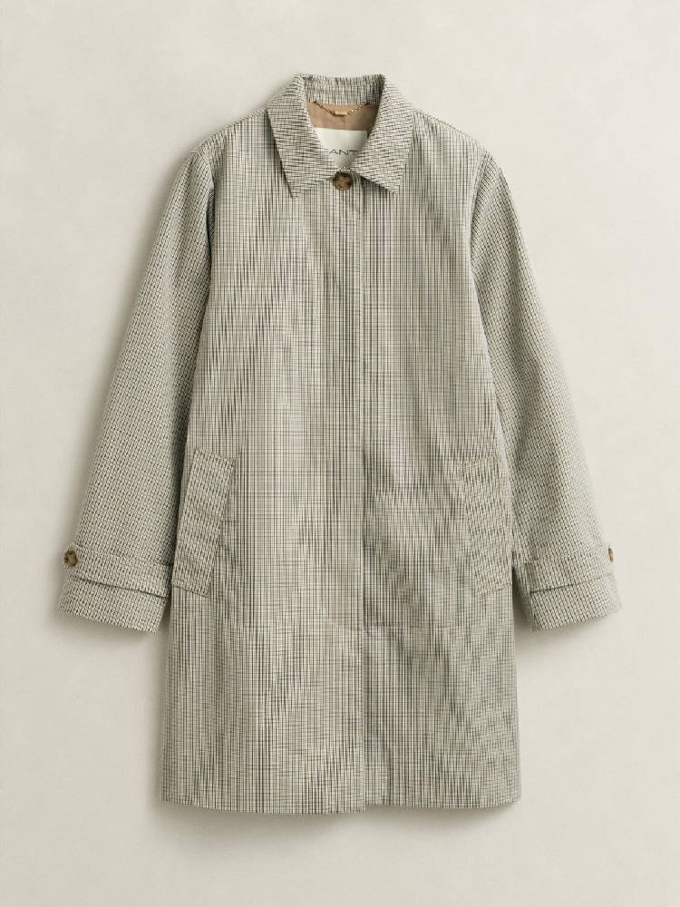 Checked Cotton Blend Car Coat