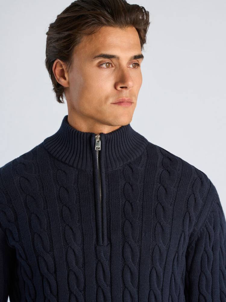 Cabel zip-neck knit