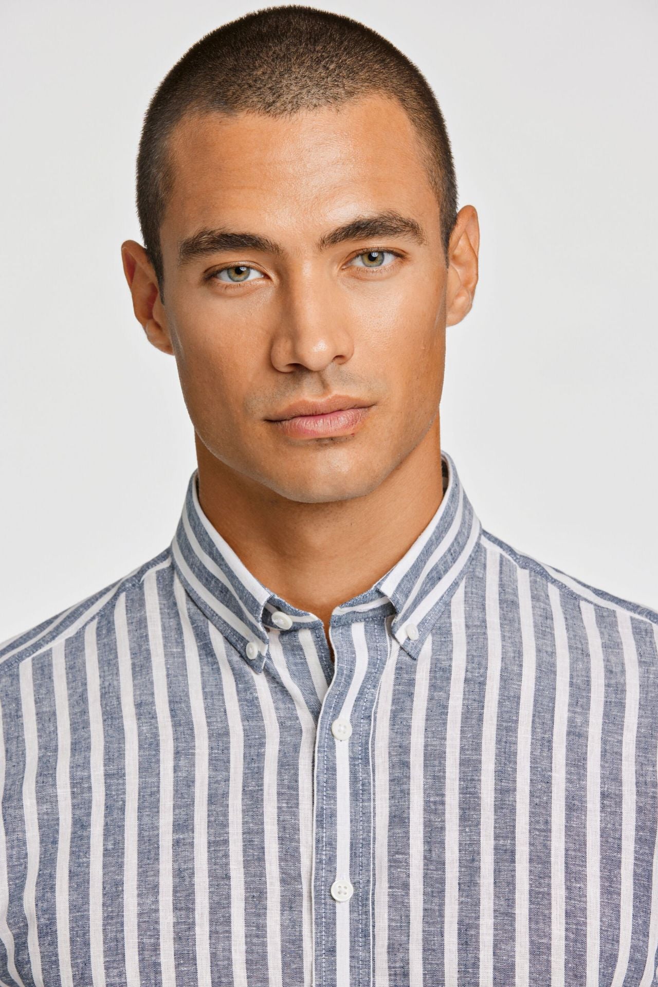 Striped cotton/linen shirt L/S