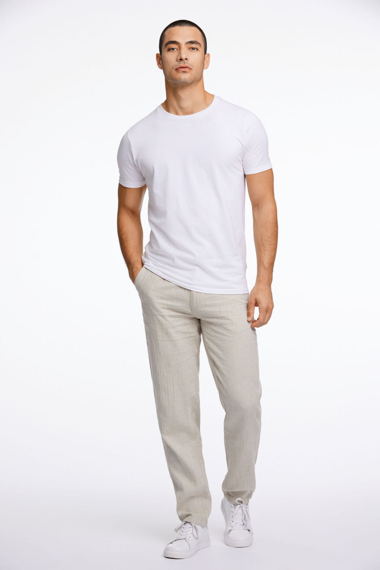 Linen blend herringbone pants