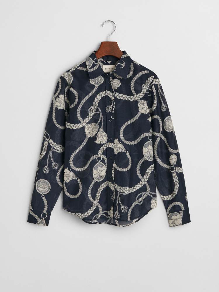 REG SAILING PRINT COT SILK SHIRT