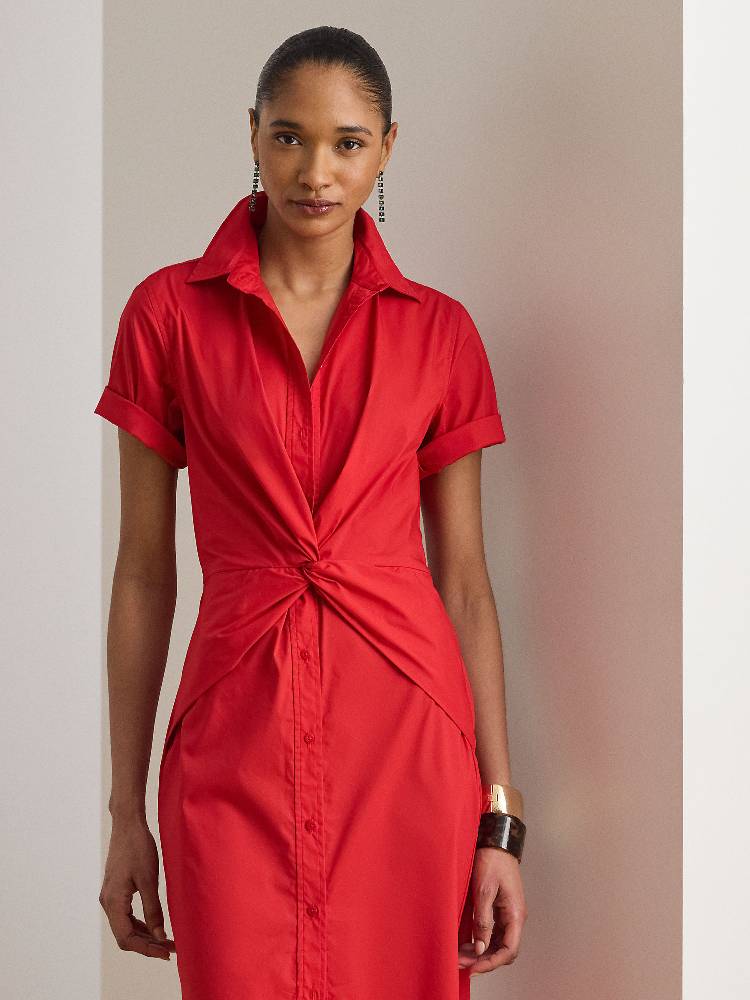 WOVEN-SHIRT DRESS-DRESSES