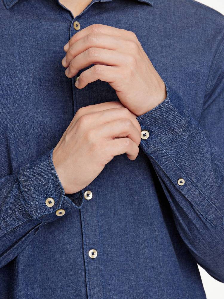 Soft indigo stretch shirt L/S