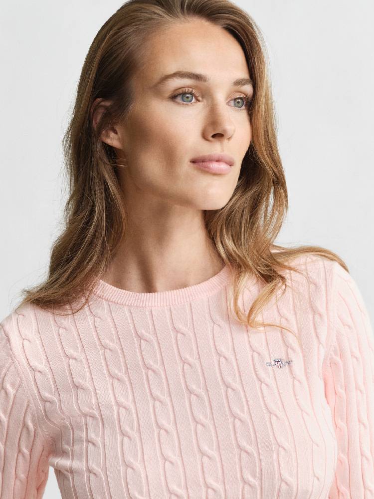 Stretch Cotton Cable C-Neck