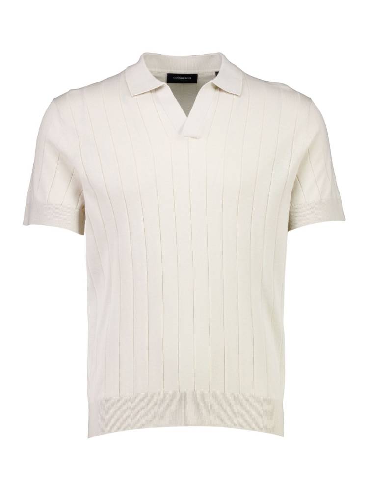 Open collar knitted polo S/S