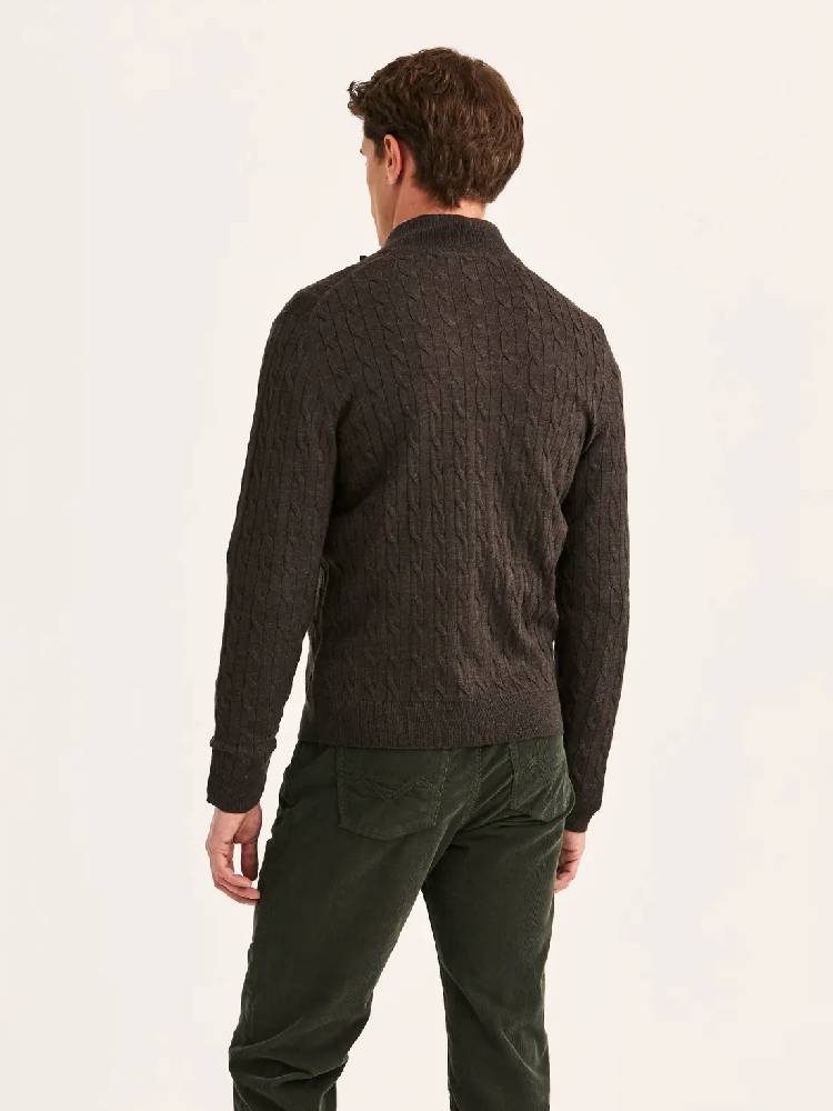 Merino Cable Zip Cardigan