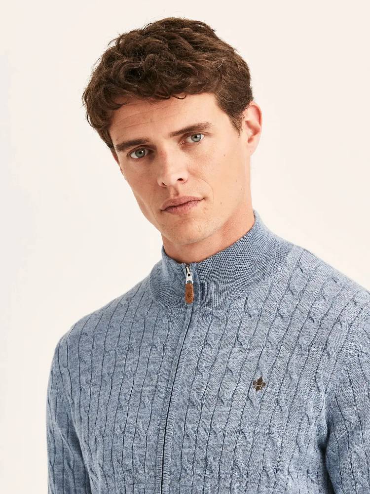 Merino Cable Zip Cardigan