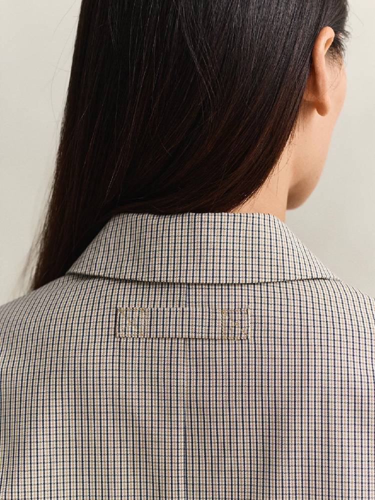 Checked Cotton Blend Car Coat