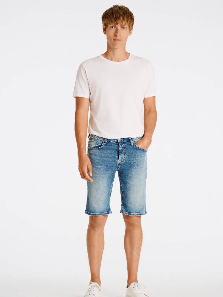 Stretch denim shorts
