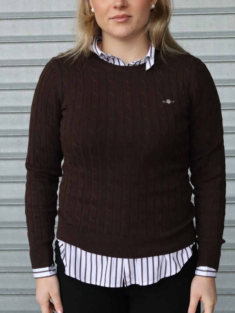 Stretch Cotton Cable C-Neck