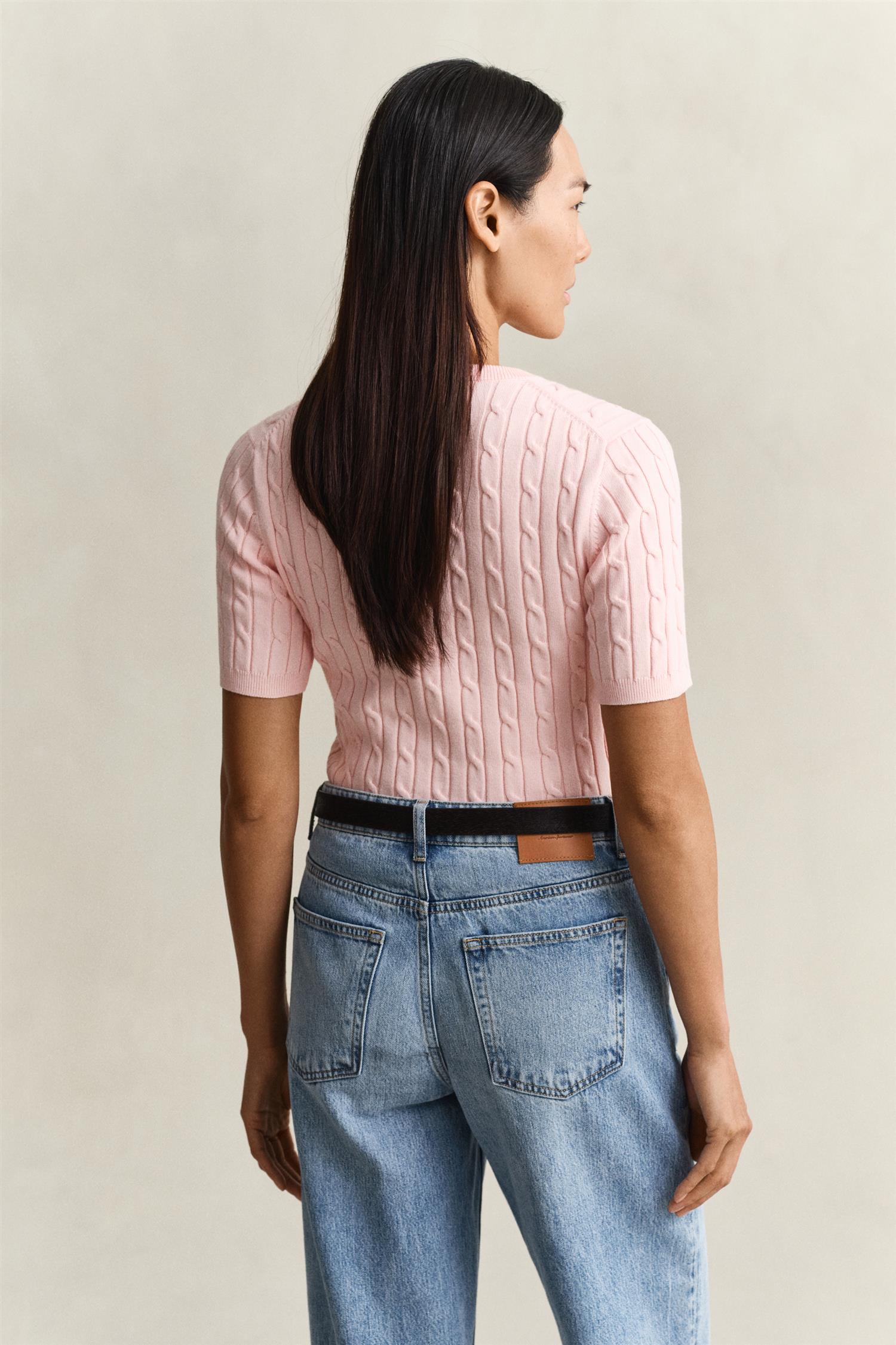 Stretch Cotton Cable Ss C-Neck