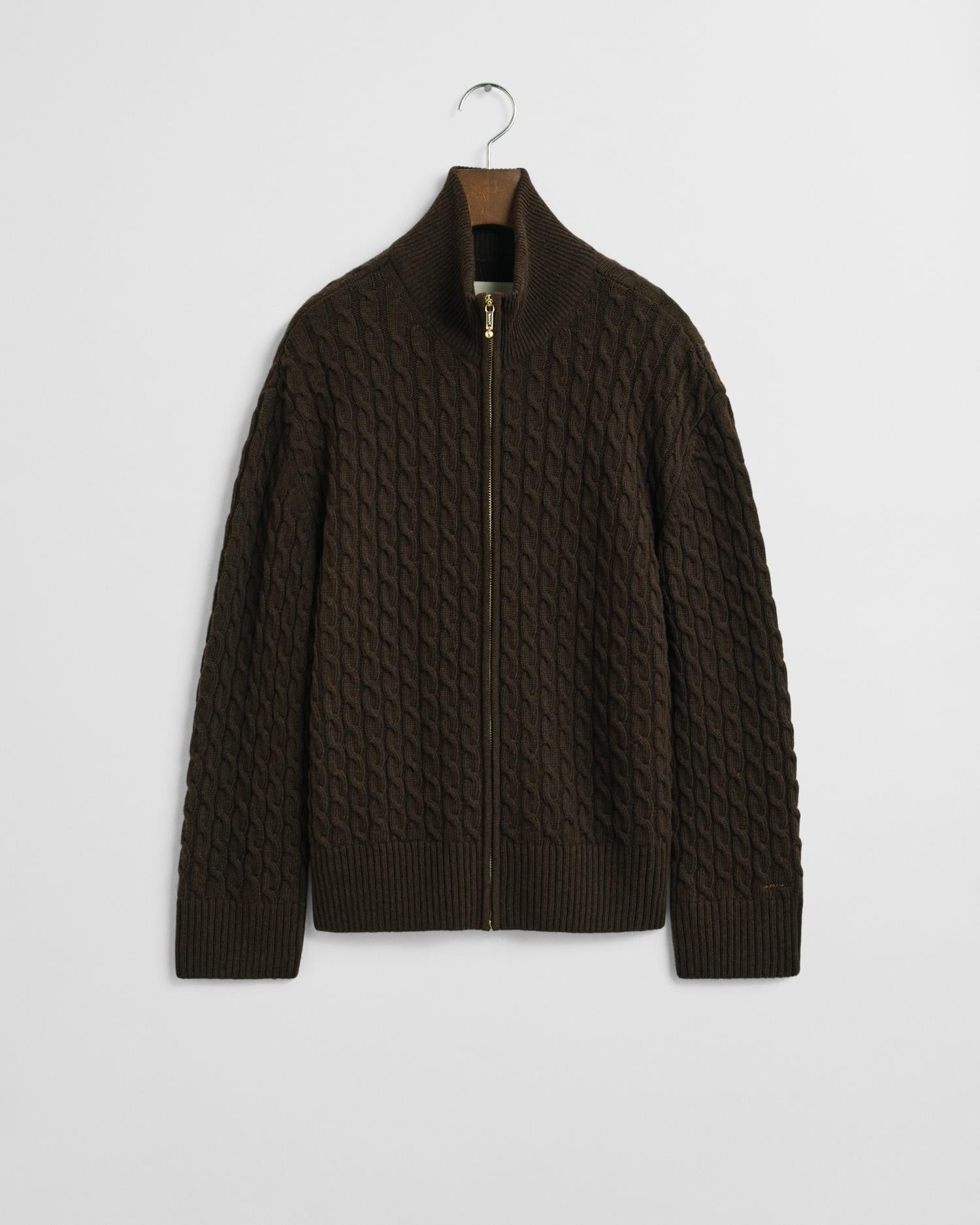 CABLE KNIT ZIP CARDIGAN