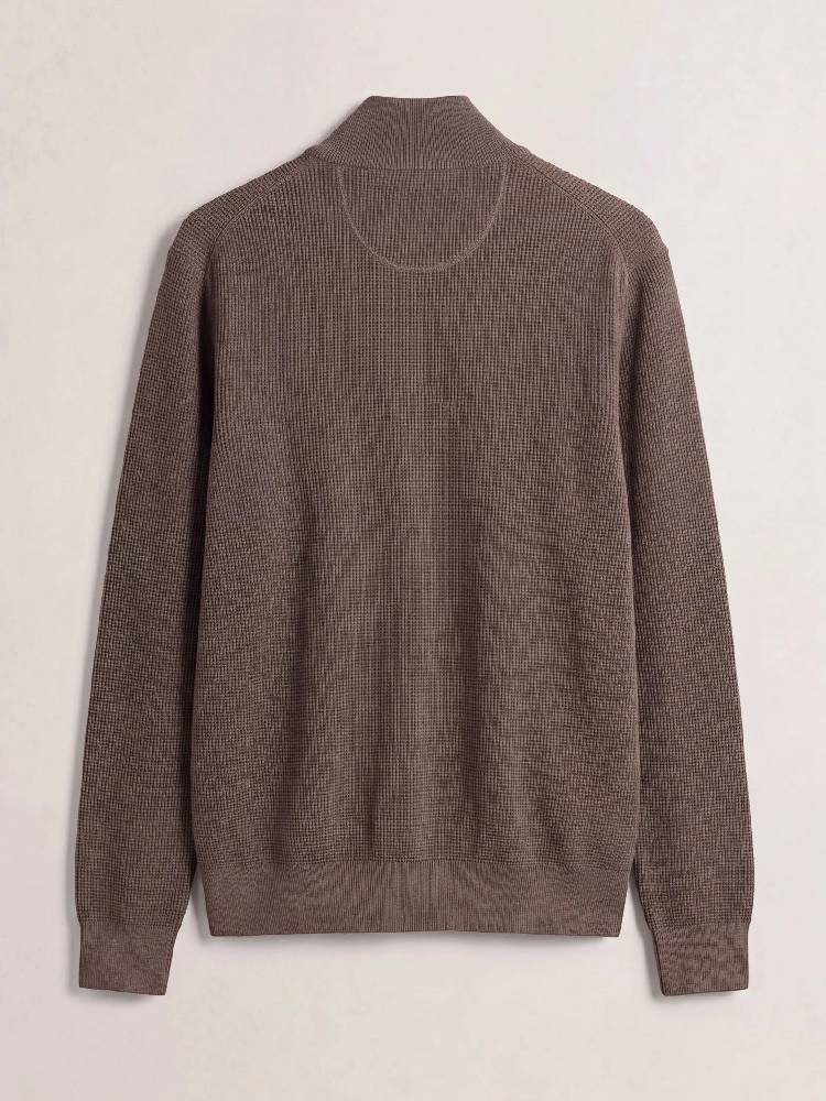 Waffle Knit Zip Cardigan