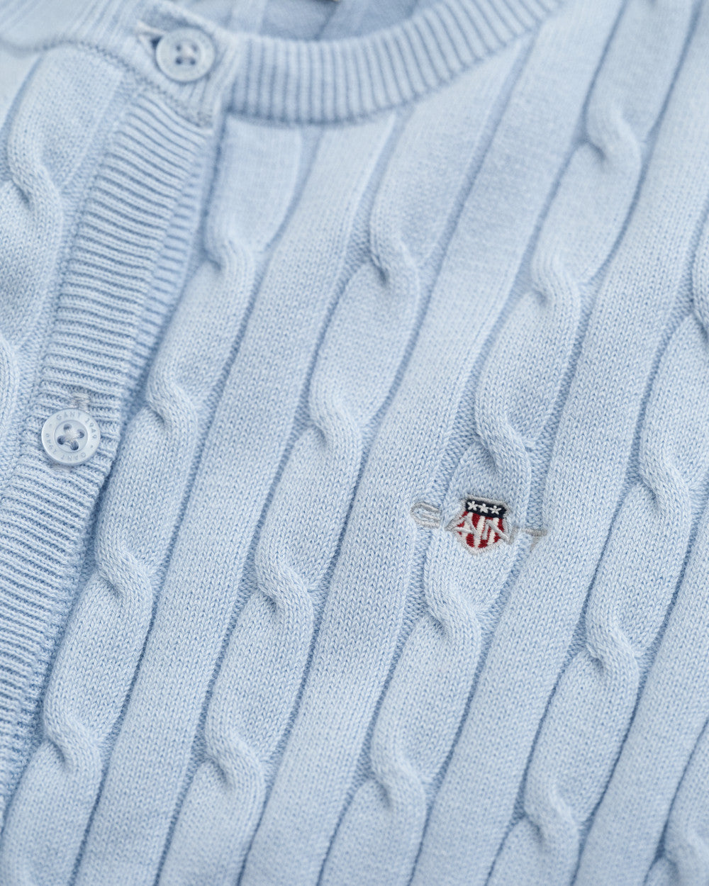 STRETCH COTTON CABLE CARDIGAN