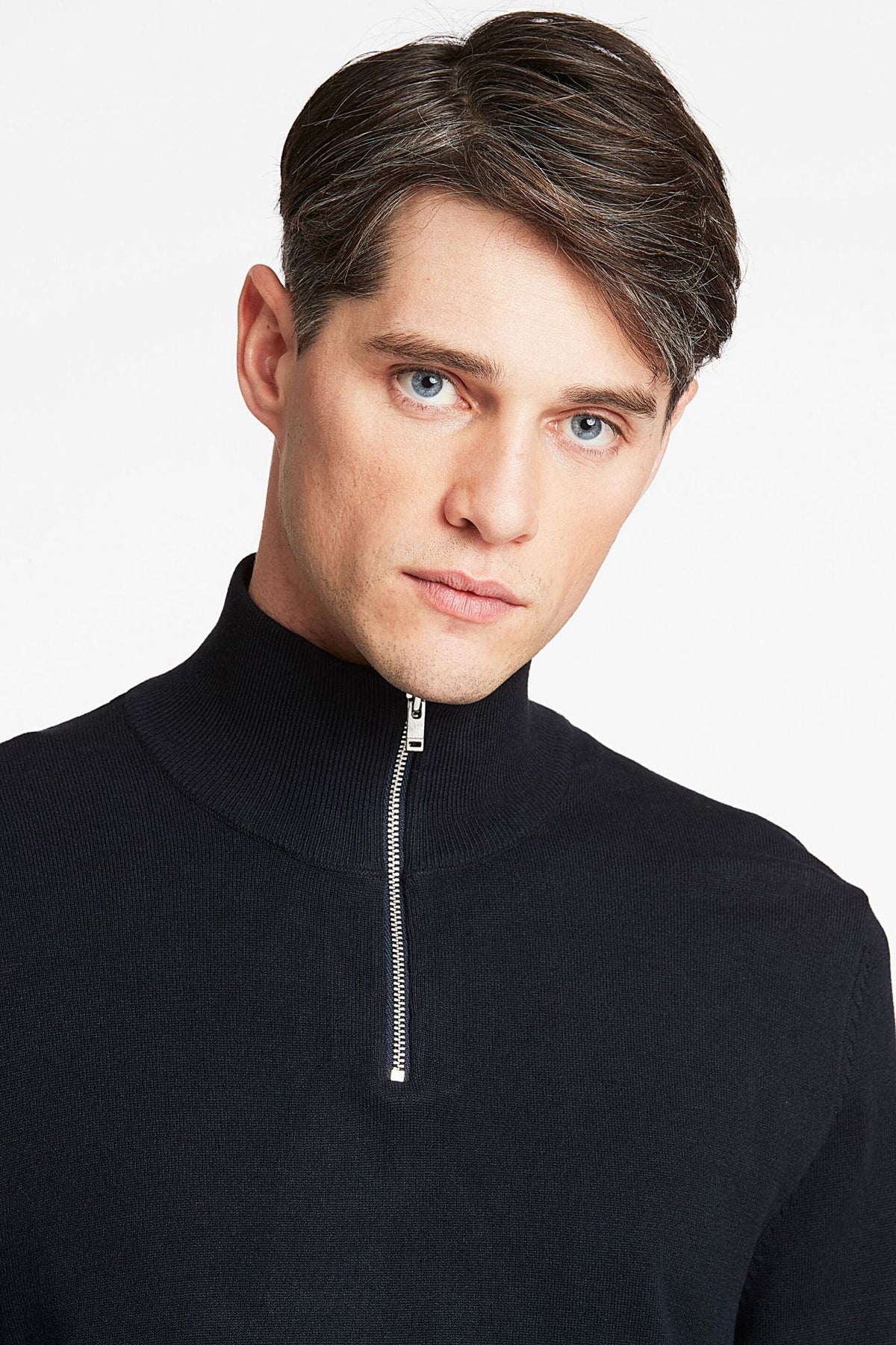Half zip mélange knit