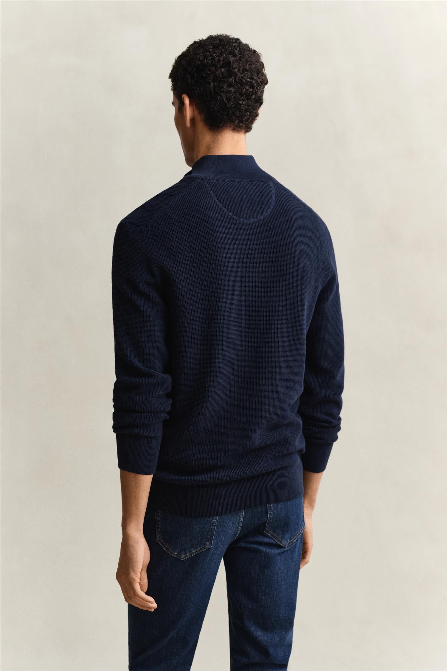 Micro Textured Cotton Half Zip