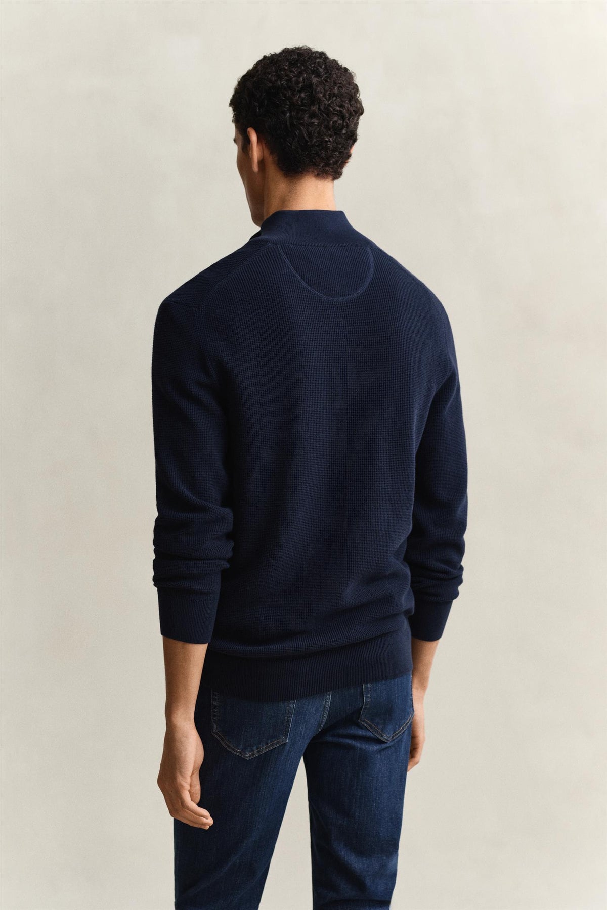 Micro Textured Cotton Half Zip