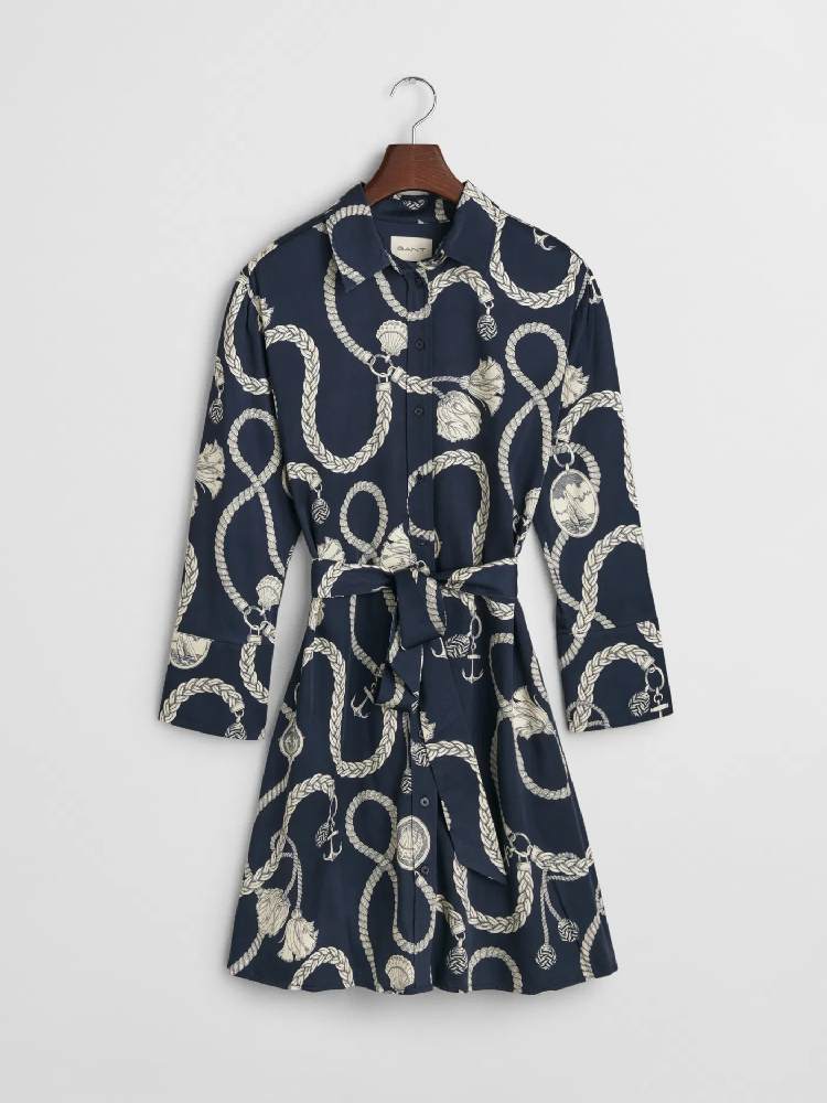 REL SAILING PRINT SHIRT DRESS