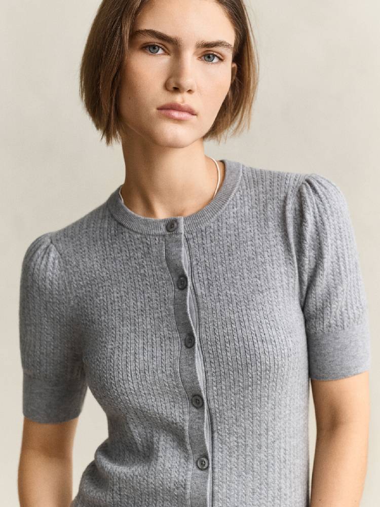 Mini Cable C-Neck Cardigan Ss