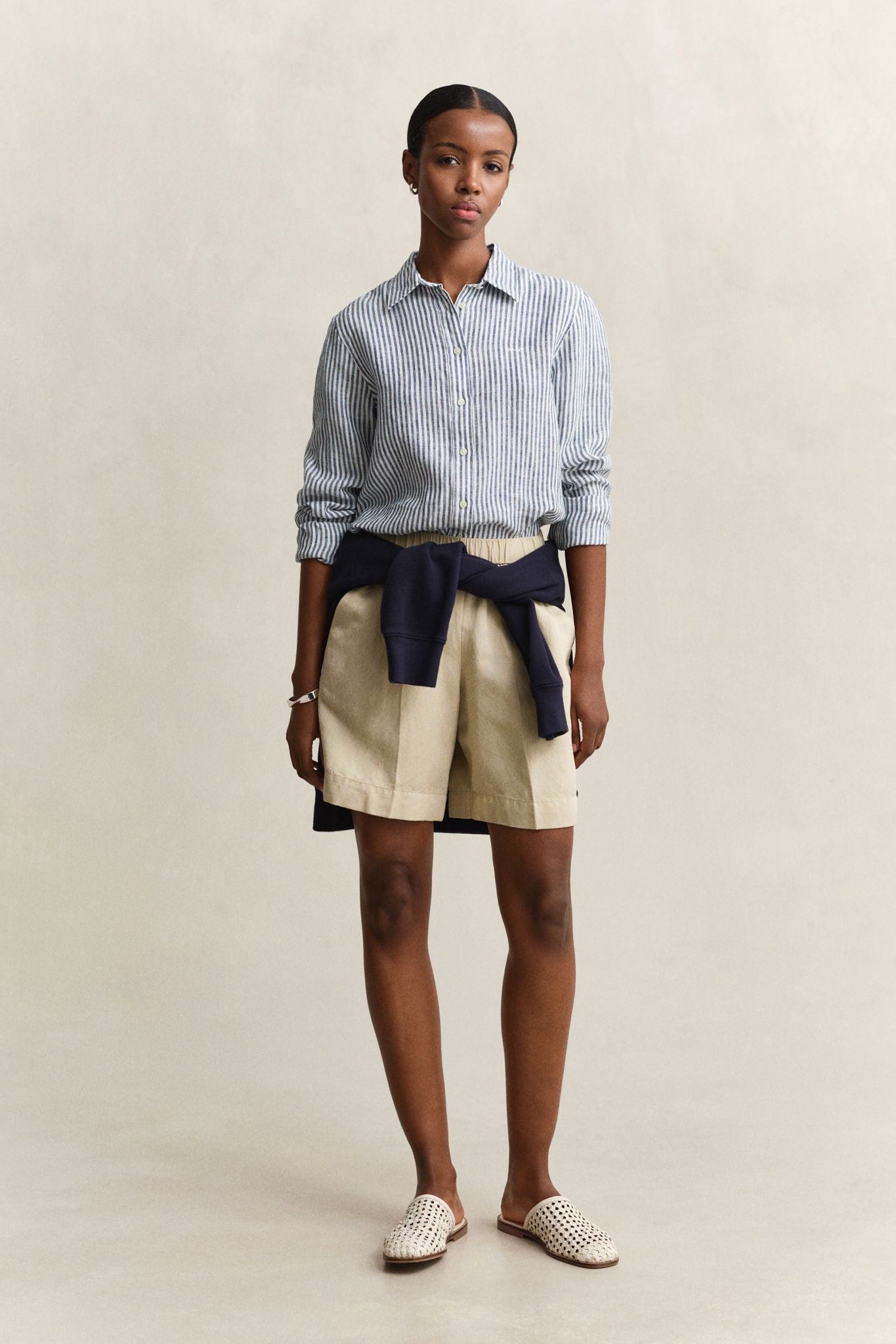 Reg Striped Linen Ls Shirt