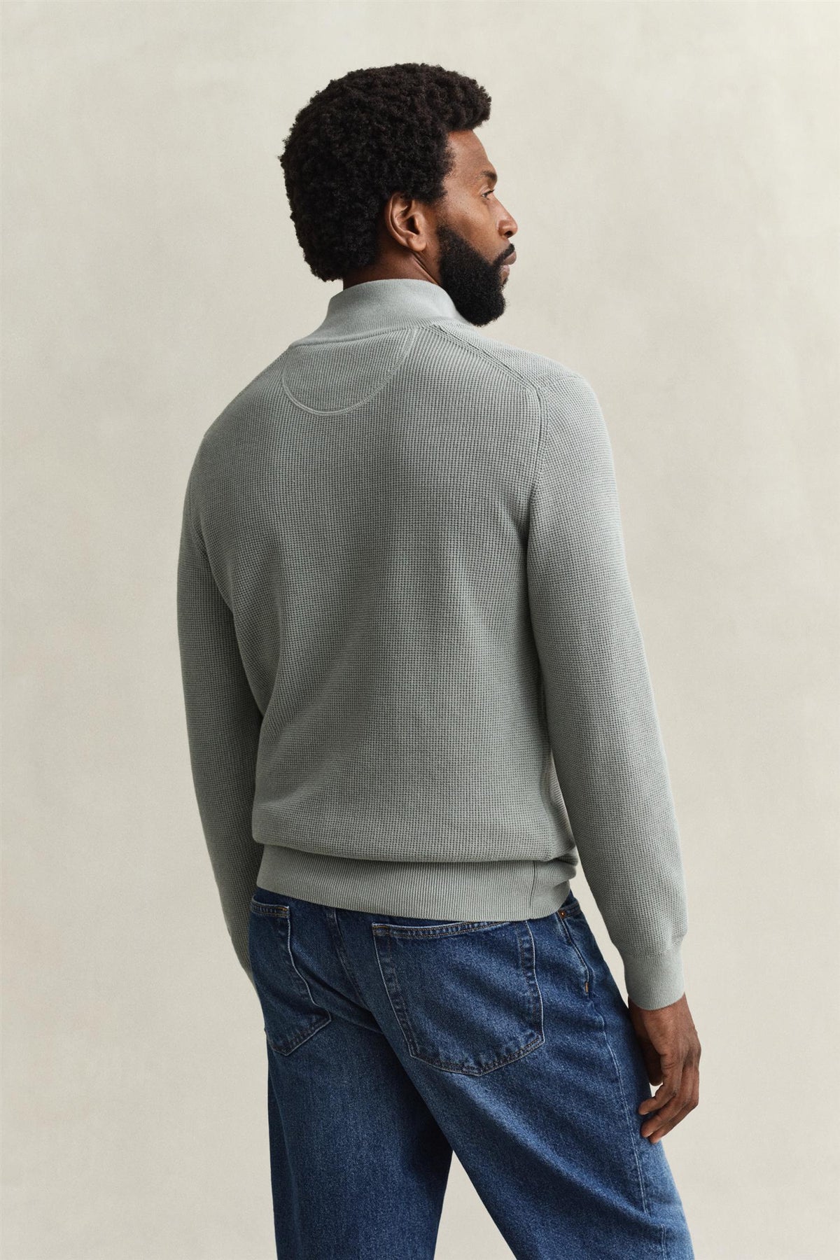 Micro Textured Cotton Half Zip