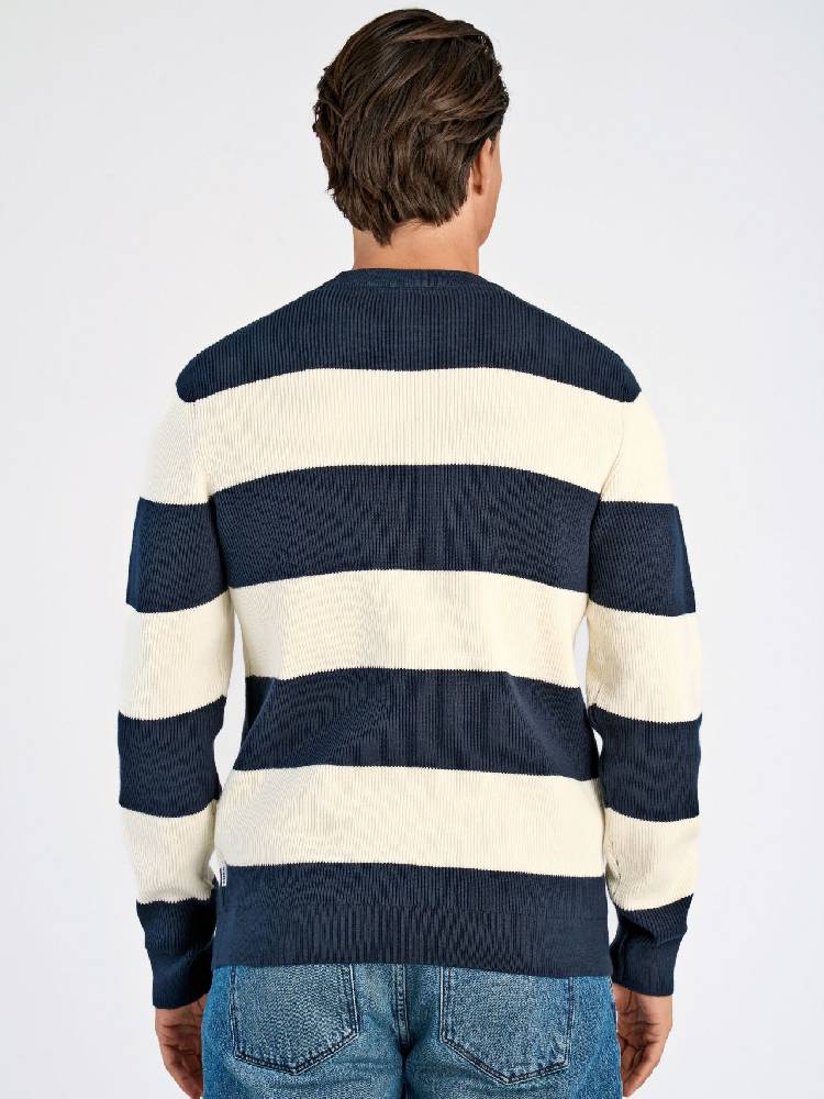 Rib knitted block stripe knit