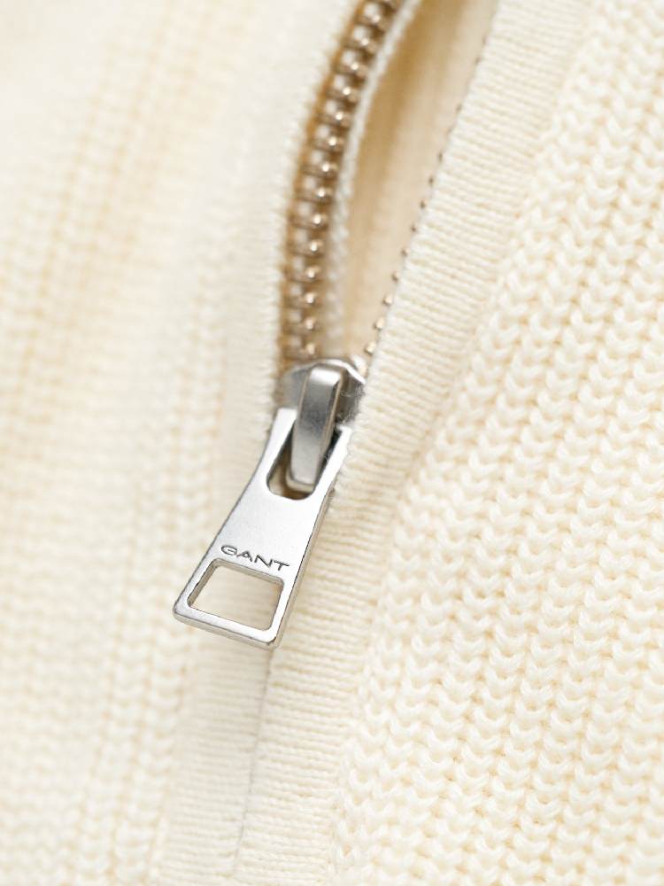 RIBBED COTTON HALF ZIP