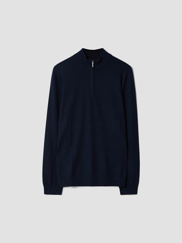 Berto merino zip genser