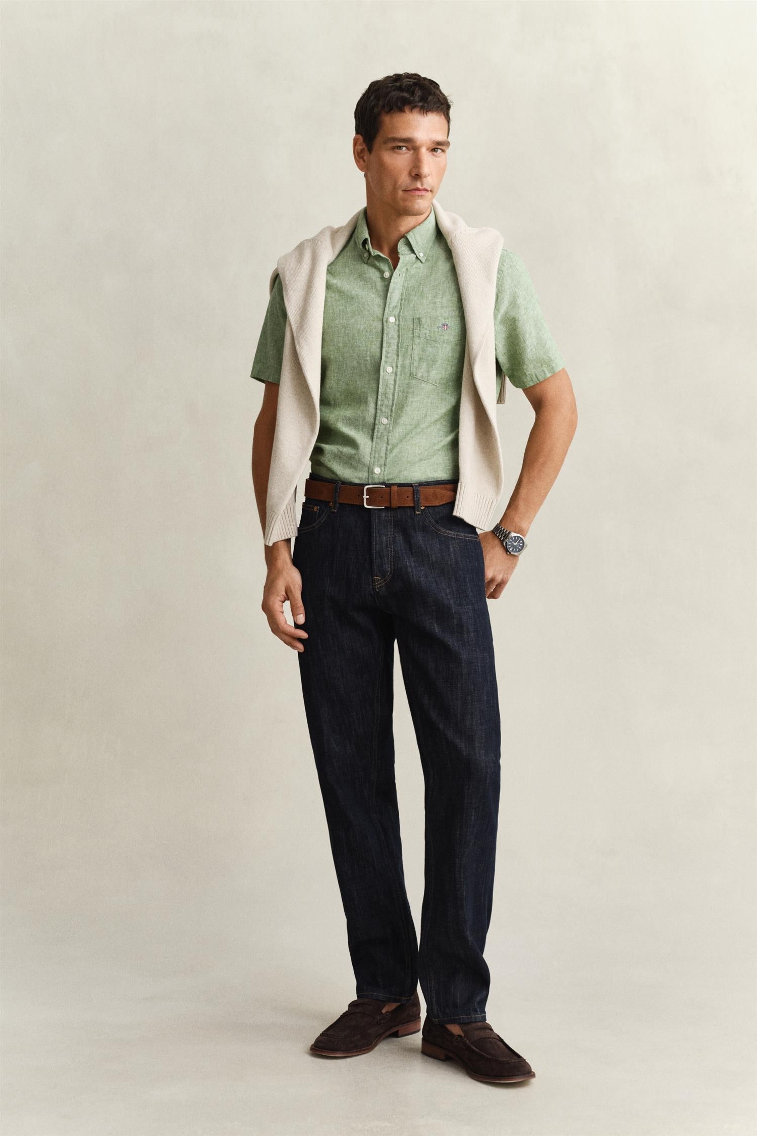 Reg Cotton Linen Ss Shirt