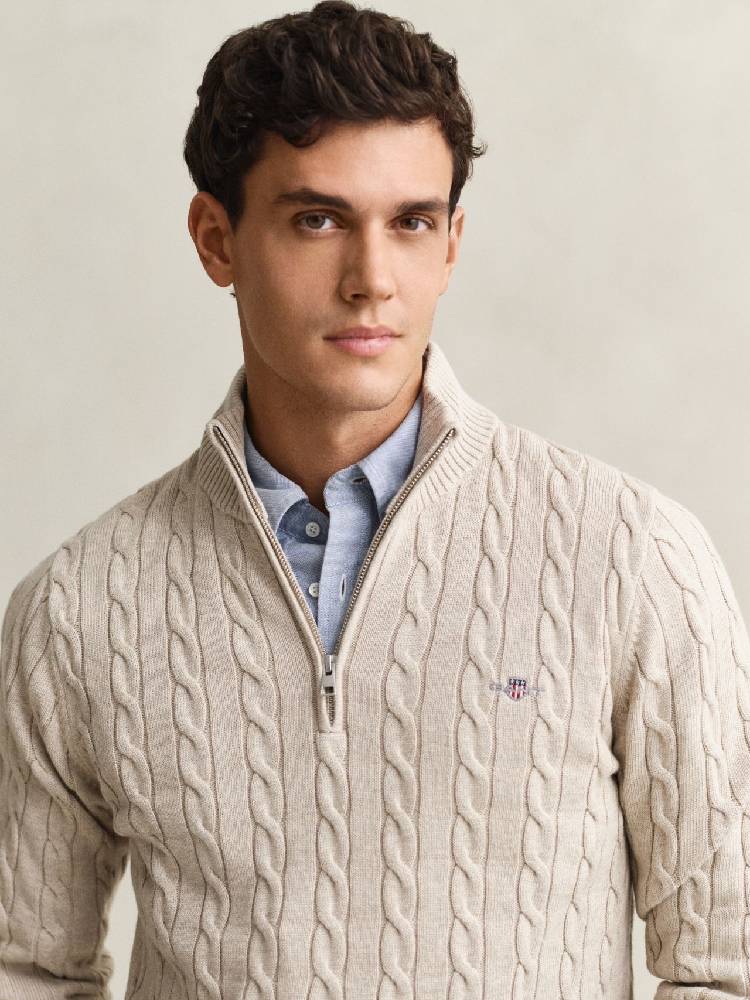 Cotton Cable Half Zip