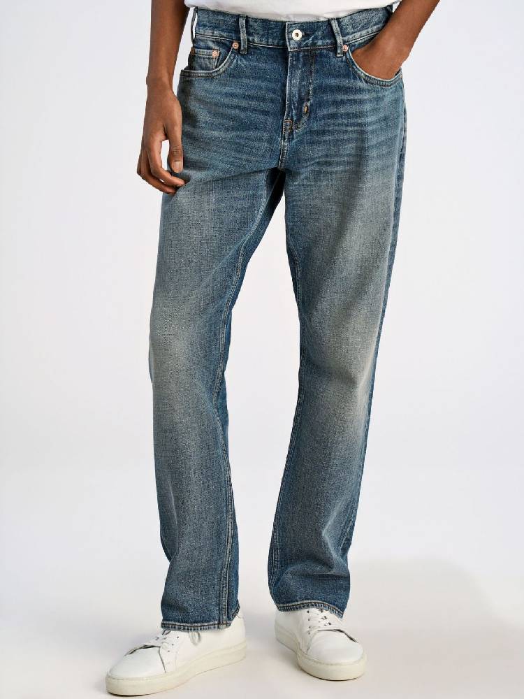 Heavy wash loose fit jeans