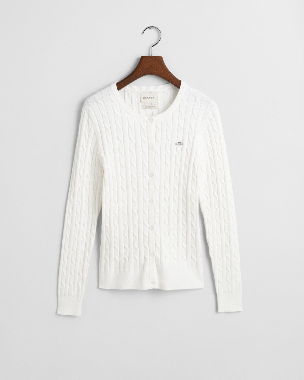 STRETCH COTTON CABLE CARDIGAN