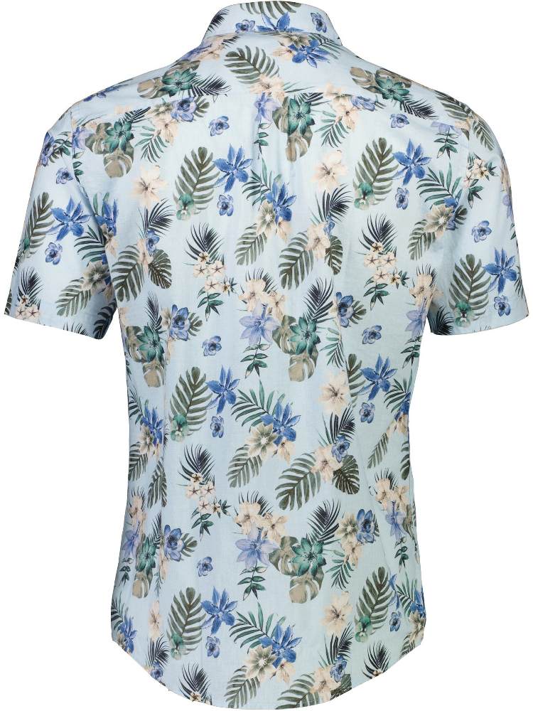 Printed cotton/linen shirt S/S