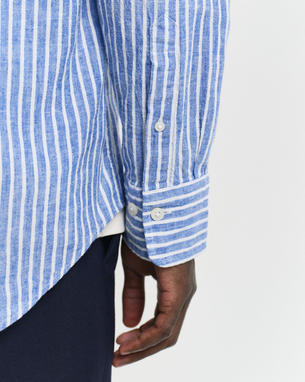 REG COTTON LINEN STRIPE SHIRT