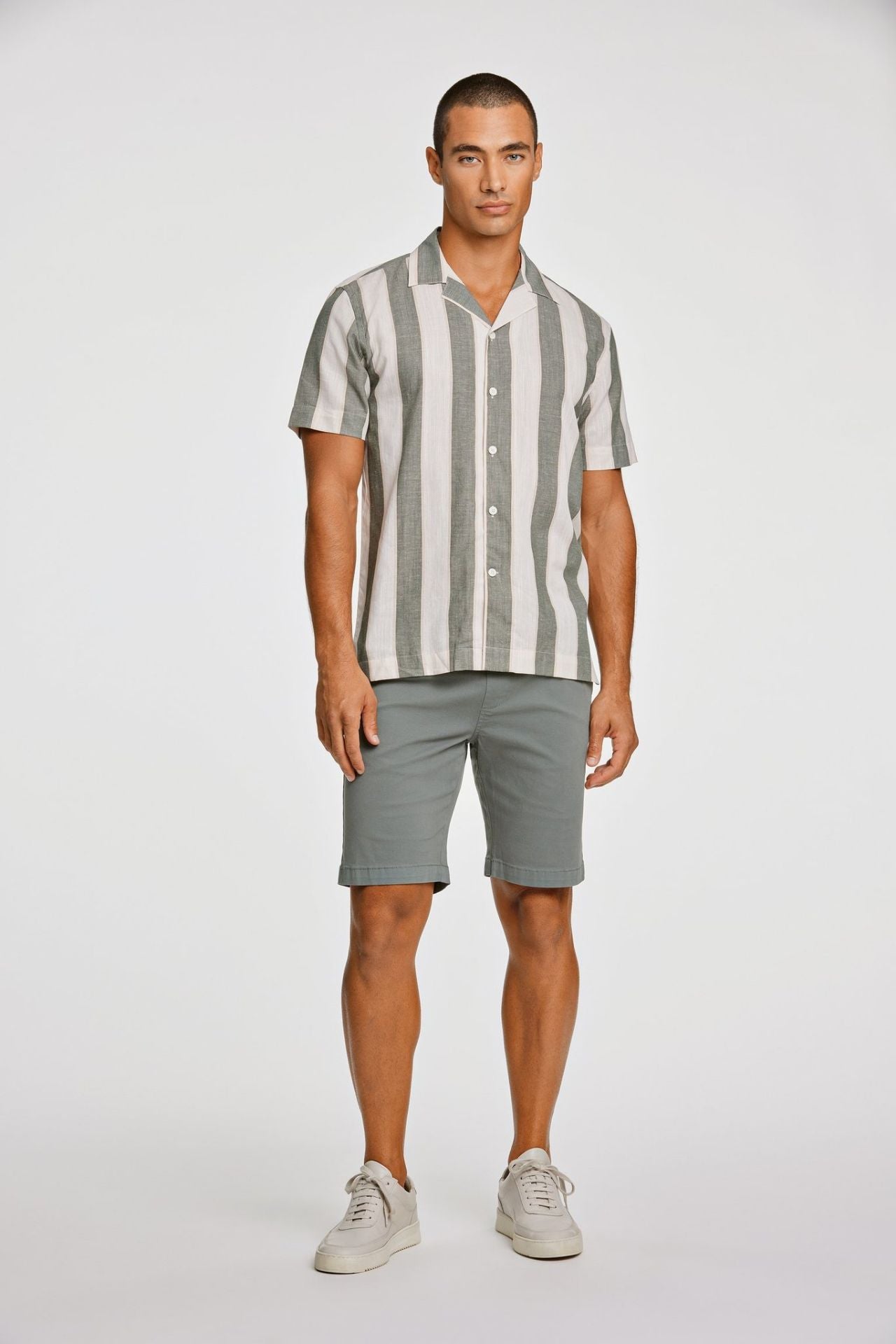 Striped linen/cotton shirt S/S