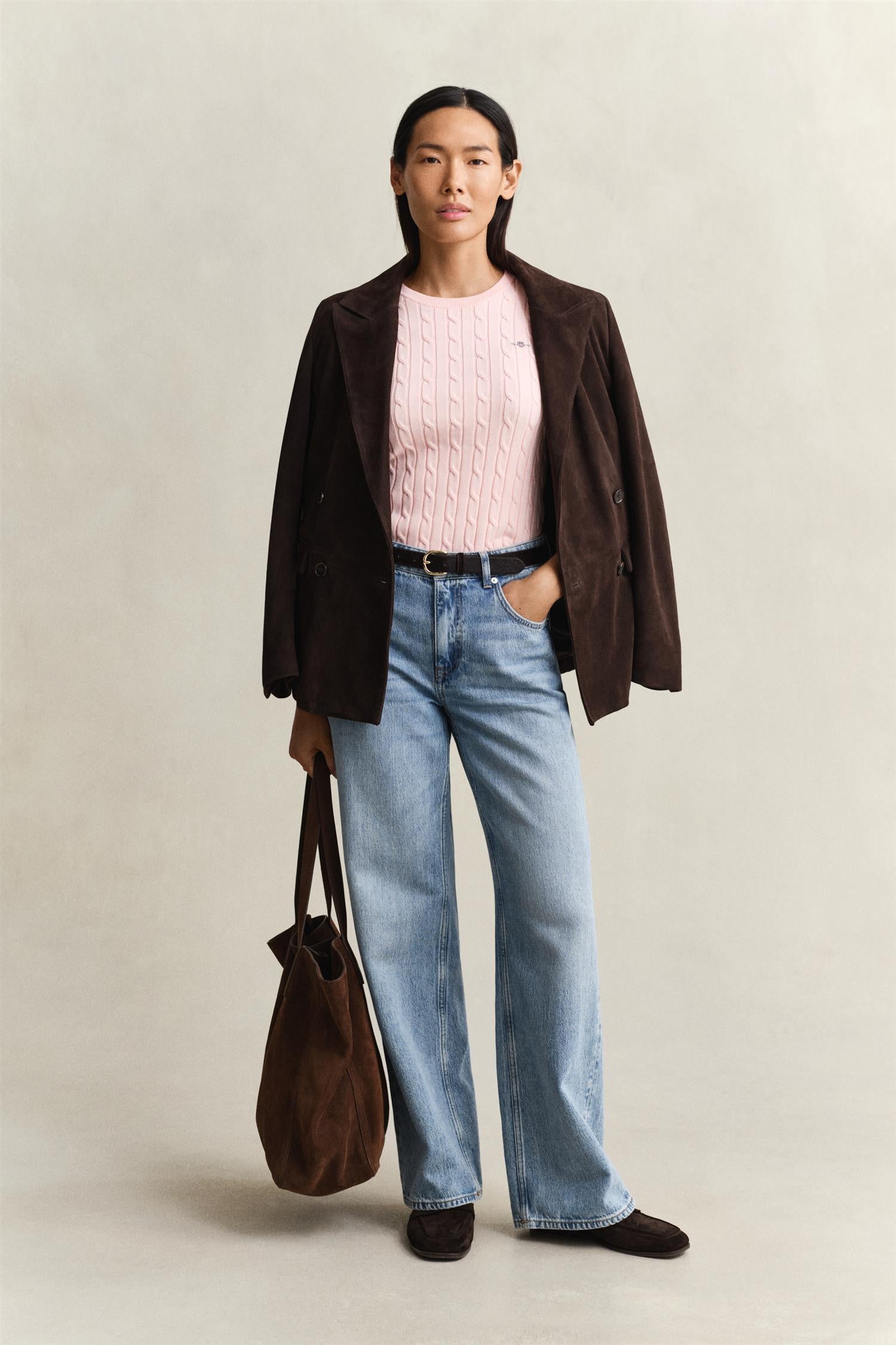Stretch Cotton Cable Ss C-Neck