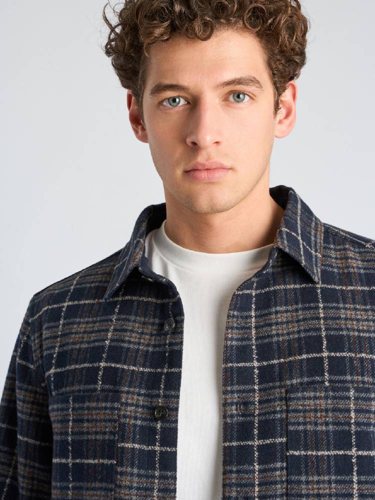 Brushed check overshirt