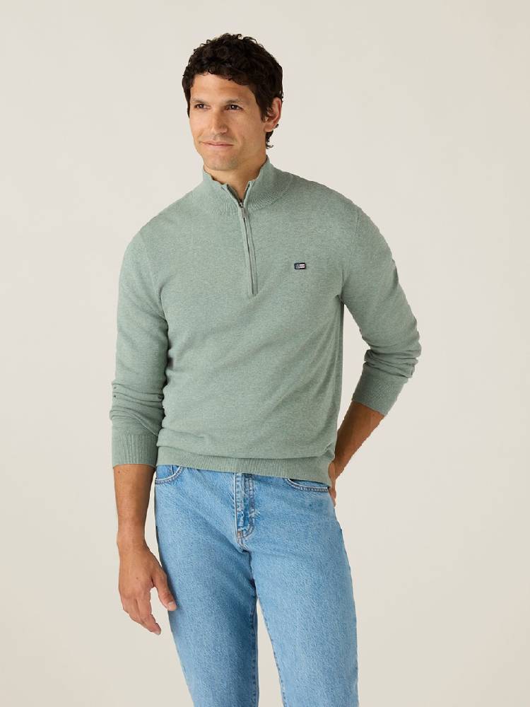 Cotton Half-Zip Knitted Sweater