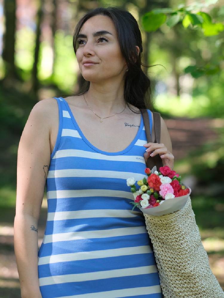 STRIPED TANK TOP JERSEY MIDI DRESS