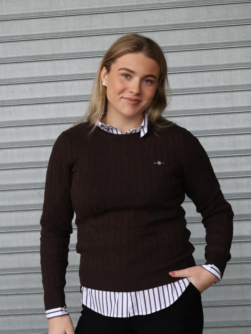 Stretch Cotton Cable C-Neck